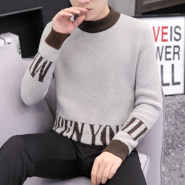 

fashion winter pullover men thick warm stretch knitted sweater turtleneck cashmere mens christmas sweaters warm jersey hombre, White;black
