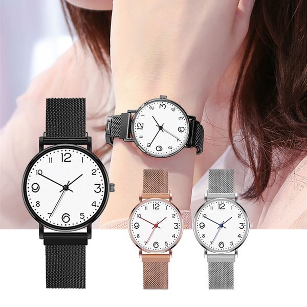 

fashion simple women watches magnet buckle mesh stainless steel belt ladies watches casual quartz wrist watch /d, Slivery;brown