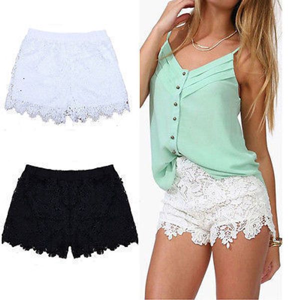 

ladies shorts mini shorts summer woman lace floral shorts summer ladies mesh midweight crochet flower tiered women short pants clothing, White;black