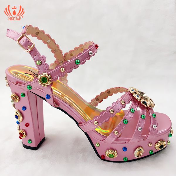 

2019 new arrival pink color summer pumps woman shoes style african woman sandals heels shoes for party wedding, Black