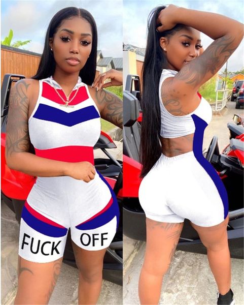 

2020 summer tracksuit rompers womens jumpsuit fashion sleeveless backless body feminino bodysuit strapless fitness jumpsuit #34724, Black;white