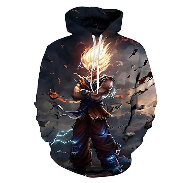 

anime hoodies z pocket hooded sweatshirts goku 3d digital printing men women long sleeve hoodie coat, Black