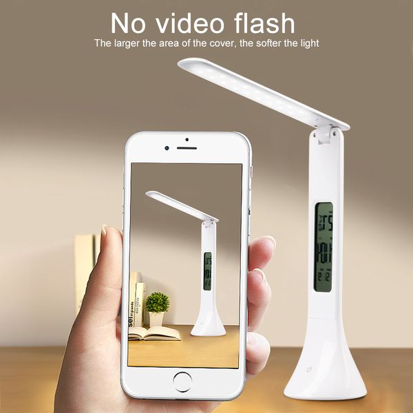 

led desk lamp foldable dimmable touch table lamp with calendar temperature alarm clock table light reading lights for student