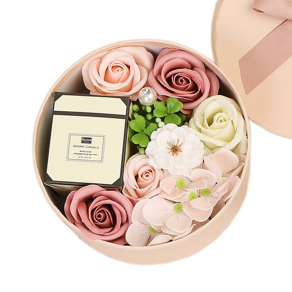 

rose soap flower gift box never withered artificial rose flower with scented candle for valentine's day birthday anniversary