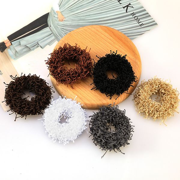 

manufacturers direct selling korean style simple rice flour yarn hairband headdress ins ventilation network red rubber band adul, Brown