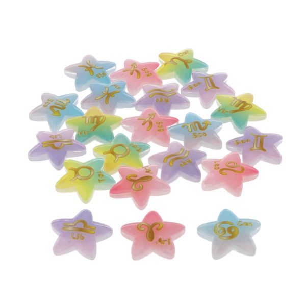 

20pcs zodiac pattern resin decor five point star diy crafts phone case decor