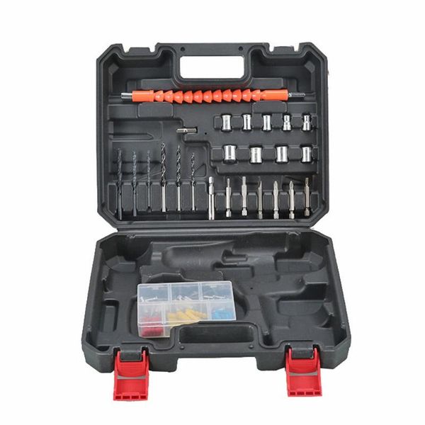 

25pcs household toolbox set multi-function abs case durable practical electric drill bits hardware tool kit 255x215x55mm