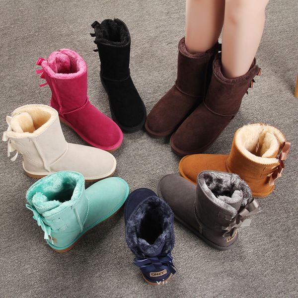 

winter leather women australia classic kneel half boots ankle boots black grey chestnut navy blue red womens girl bow shoes