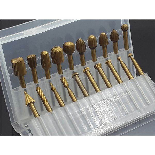 

20pcs set box hss titanium dremel routing rotary milling rotary file cutter wood carving carved knife cutter tools accessories