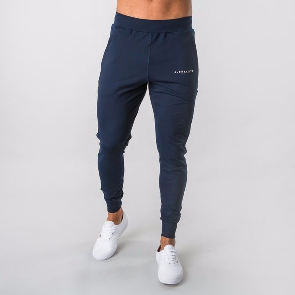 

2019 new style men's alphalete jogger sweatpants man gyms workout fitness cotton male pants casual fashion slim track pants t200706, Black