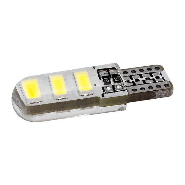 

100pcs wholesale t10 silicone case 6 smd 5630 led car dome light w5w 194 6led 6smd 5730 led wedge lamp parking bulb 12v 100x