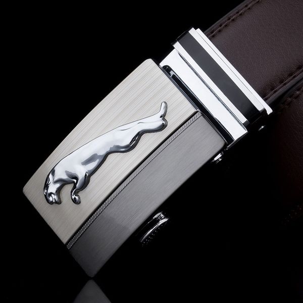 

leopard automatic buckle men's genuine business leisure youth cowhide leopard belt automatic buckle men's belt belt, Black;brown