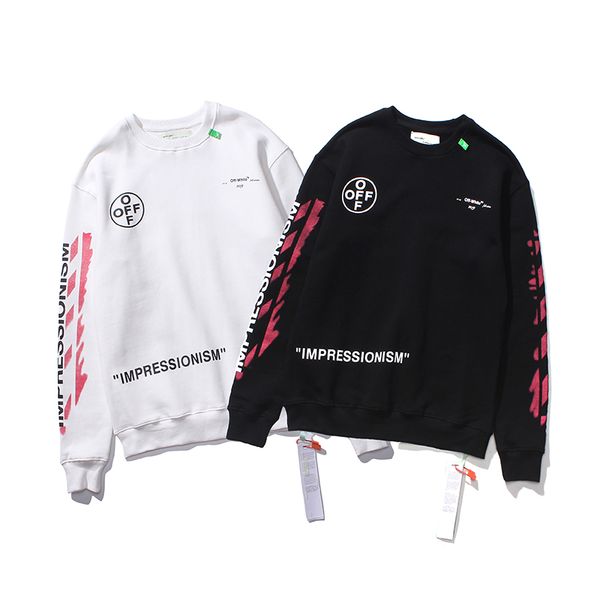

2020 off 99 dot round neck graffiti white sweatshirt cotton terry hoodie, Black