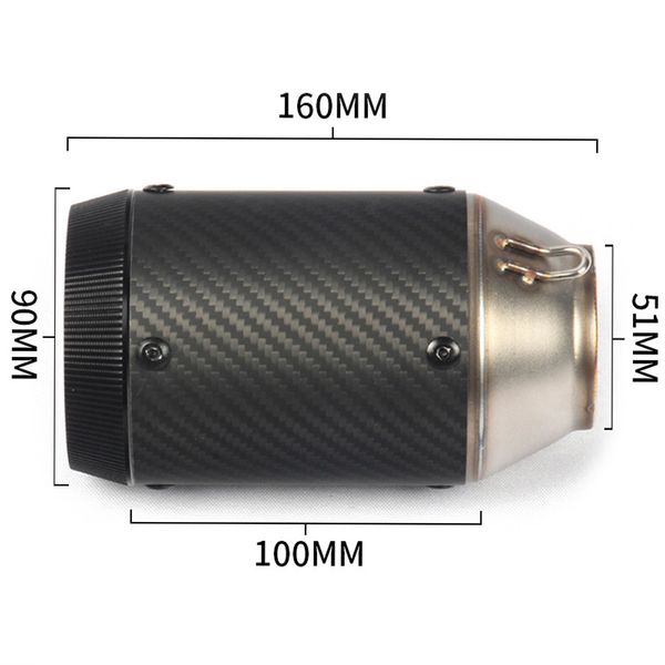 

rear exhaust tail pipe tip motorcycle 51mm mini muffler tube carbon fiber