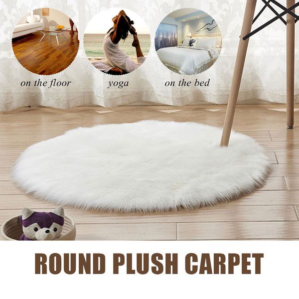 

hairy carpet wool carpet artificial sheepskin rug beautiful soft round living room arts bed bedroom sofas