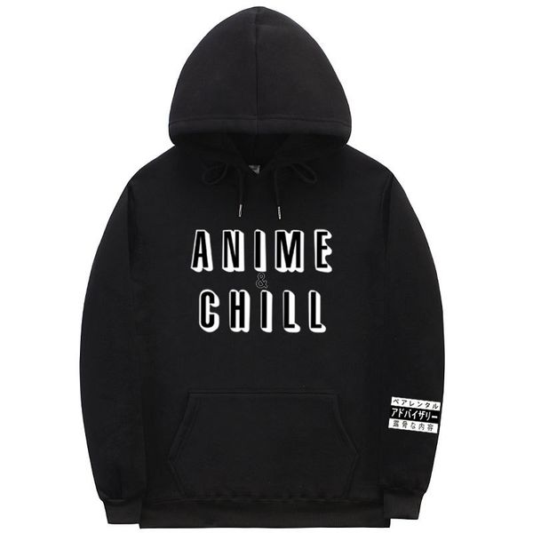 

anime chill men's winter thick cotton pullover hooded harajuku streetwear xxxtentacion sweatshirts men's 3d hoodies, Black