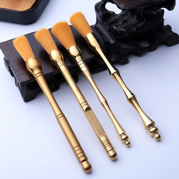 

100% copper tea pen wood tea bush tea sweep coffee grinder machine cleaning brush thee borstel multiple sizes