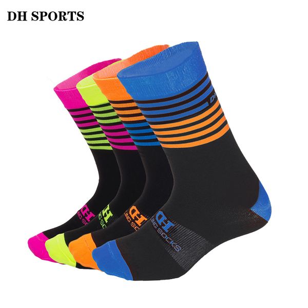 

dh sports men women cycling socks high elasticity outdoor quality wearproof footwear for road bike socks mountain bicycle sock, Black