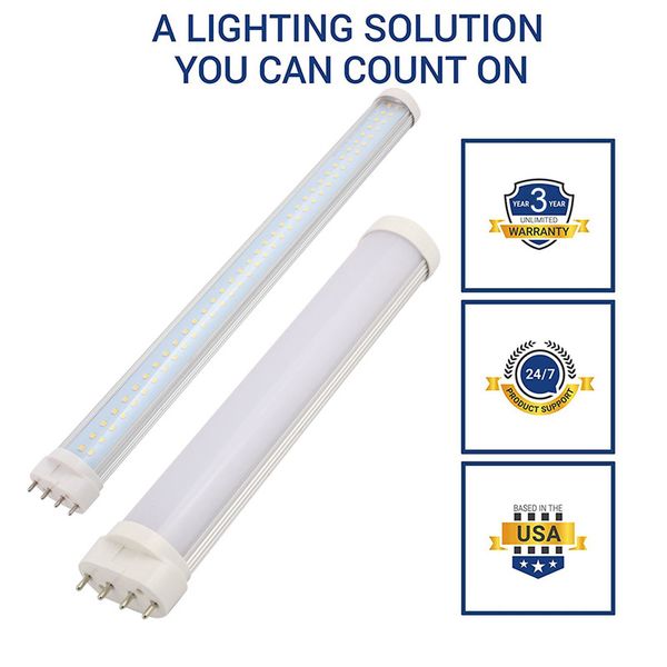 LED 2G11 4-Pin Taban PL Lambası, Kompakt Flüoresan Lamba Eşdeğer Ampul Lambası, Sarkıt Lambaları Tavan Işıkları için (Balast Kaldır veya Bypass)