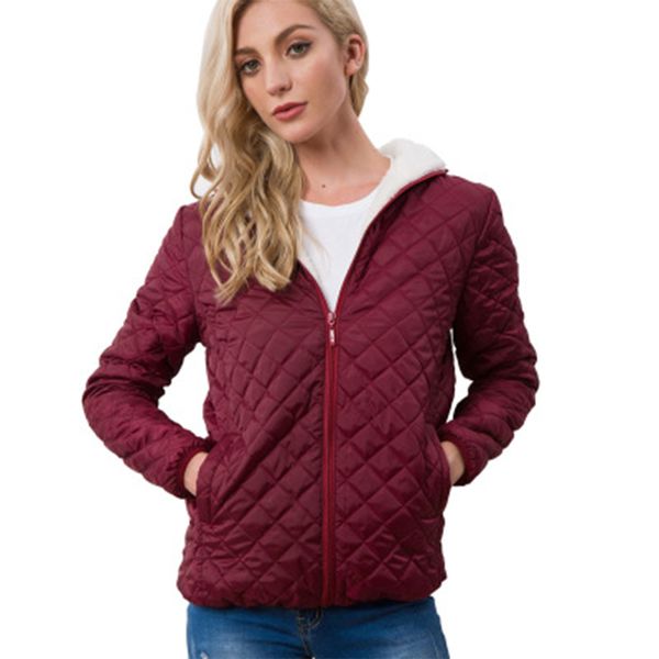 

autumn warm parkas plus velvet women jackets coats winter clothes female cotton lambswool hooded coats casual plaid parkas coat, Tan;black