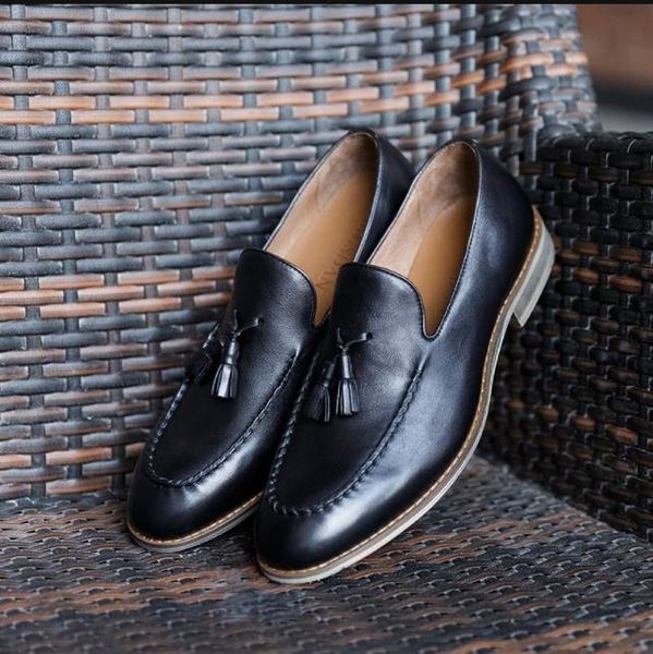 

new men genuine leather stitching shoe hand carved leather shoes first layer cowhide business spring and autumn retro shoes, Black