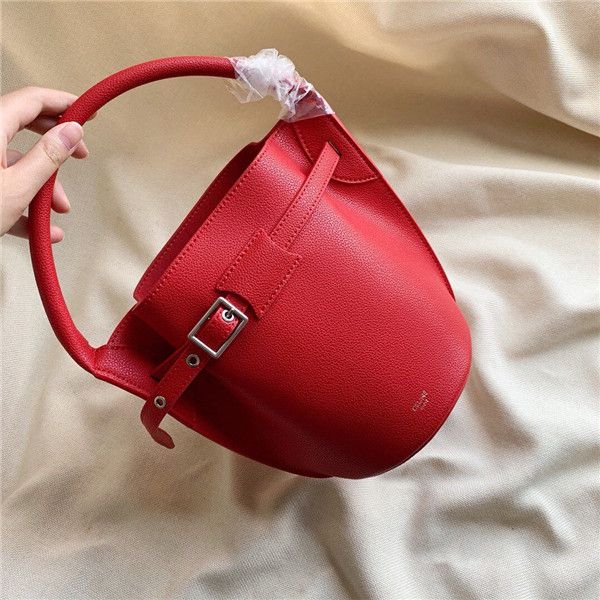 

new women's fashion retro real leather bucket bag 20cm cute mini slant span bag casual simple style one shoulder handbag wallet card ho