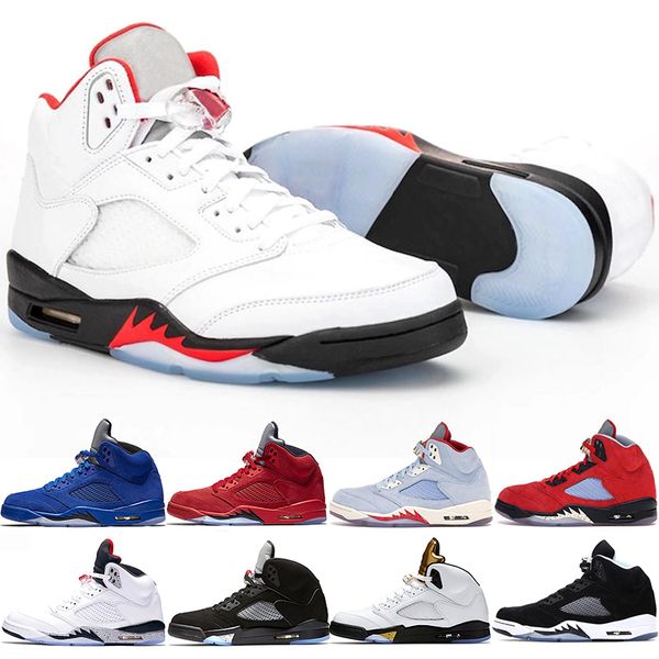 

jumpman 5 men basketball shoes 5s mens trainers stock x 2020 fire red og metallic black white cement sports sneakers size 40-47