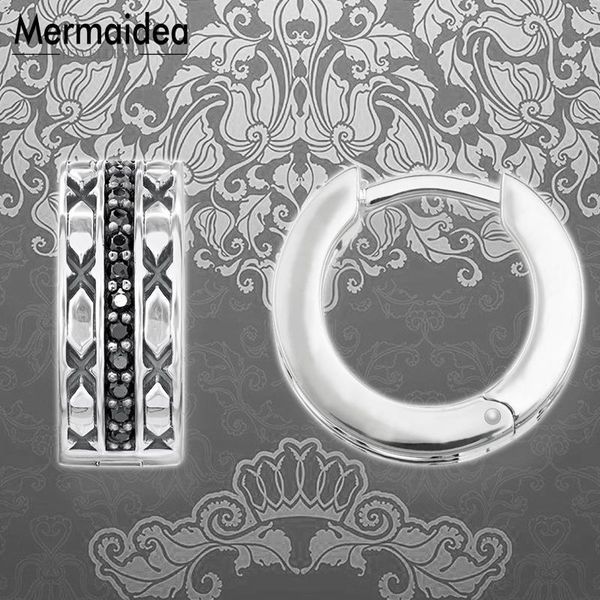 

hinged hoops earrings creole ornament black fashion jewelry vintage round 925 sterling silver gift for women 2020 new, Golden