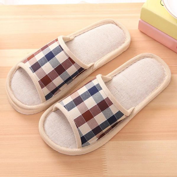 

couples home slippers 2020 new fashion casual couples gingham home slippers indoor floor flat shoes #3, Black