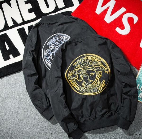 

mens versace англия стиль мужская дизайнерская медуза вышитая куртка мужчины новые осенние и зимние мужские куртки молодежь тонкий повседнев, Black;brown