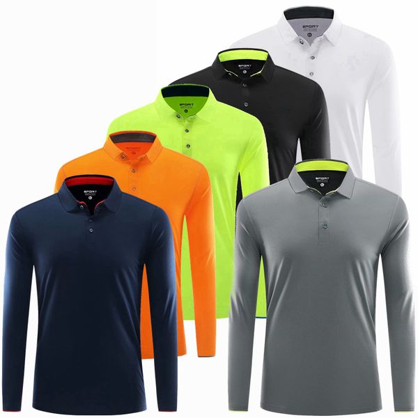 

long sleeve sport polo shirt men fitness t shirt gym tshirt sportswear dry fit running quick dry tennis golf workout top, Black;blue