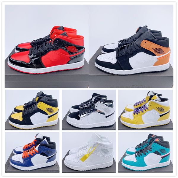 

jumpman 1 1s mid se womens basketball shoes for blue white yellow black toes sports sneakers mens trainers training size 36-46