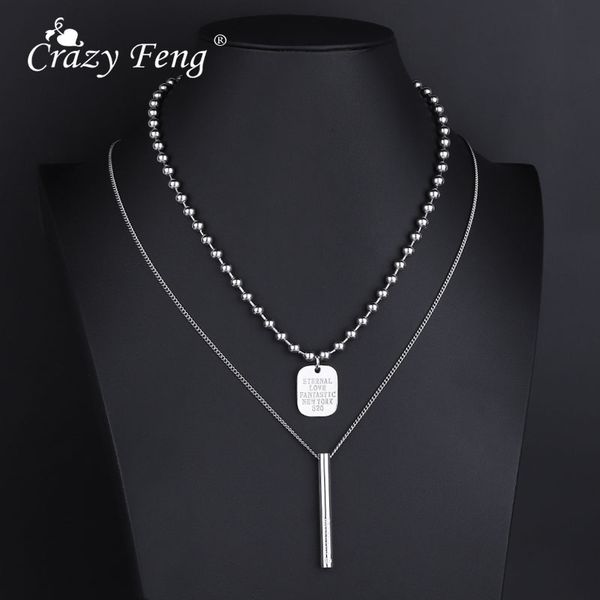 

2019 vintage punk necklaces for men silver color id dog tag pendant chain choker necklaces male stainless steel jewelry gift