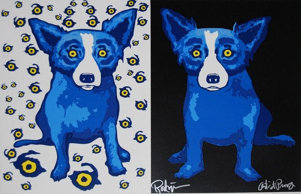 

george rodrigue blue dog half n half black eyes home decor handpainted &hd print oil painting on canvas wall art canvas pictures 200116