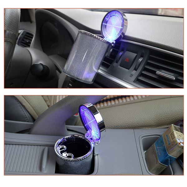 

auto car cigarette ashtray with blue led light for car cup holder styling air vent smokeless can cigarette auto accessories