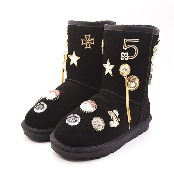 

new 2018 black blue ankle boots for women metal decoration fashion ladies boots winter shoes platform ing