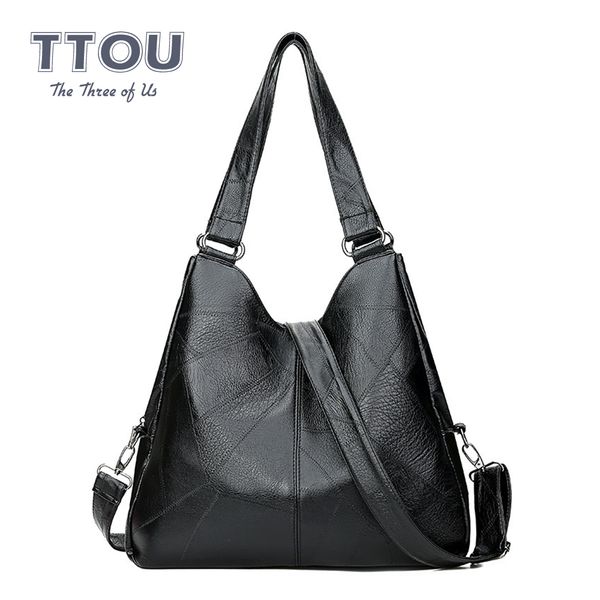 

2019 retro soft leather women messenger bag luxury vintage brand designer shoulder bags for female handle casual big totes