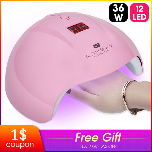 

rohwxy 36w uv led lamp for nail dryer for nail art home use drying all gels lacquer dryer mini usb sun light manicure lamp