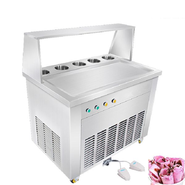 Beijamei que mexe a máquina do sorvete fritada fritada da máquina de Rolls da máquina da fruta da fritada da fritada / bandeja quadrada com 5 tanques de refrigeração