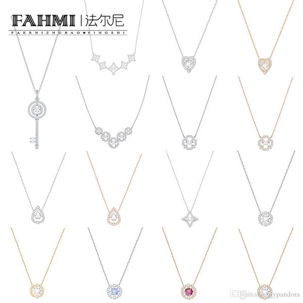 

fahmi sparkling dc dance heart vibrant crystal flowers love hearts star shape clavicle necklace women jewelry plated rose gold, Silver