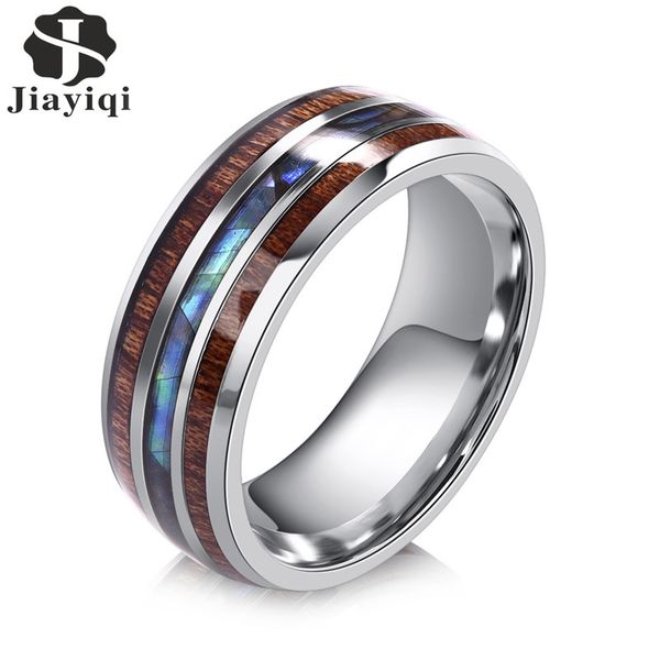 

jiayiqi men rings stainless steel wood grain fashion women rings male jewelry gifts, Golden;silver