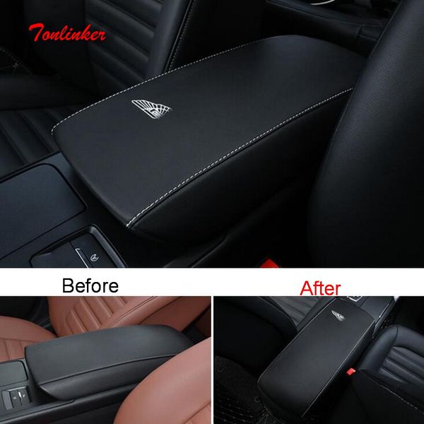 

tonlinker cover stickers for mendeo 2015-18 car styling 1 pcs pu leather armrest box storage decoration cover stickers