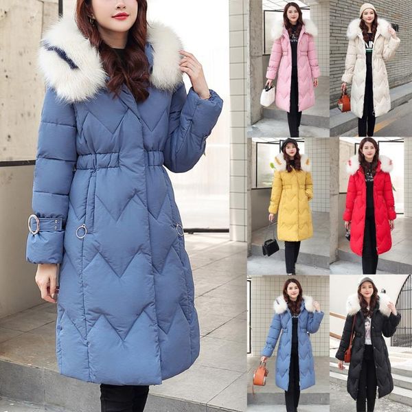 

верхняя одежда женщин длинный хлопок-телогрейки карманный искусственного меха с капюшоном пальто женщина куртки пальто женщин зимняя куртка, Black