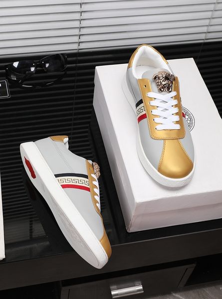 

new style high-end luxury men's casual sports basketball shoes fashion design brand platform men's shoes retro medusa pattern size, Black