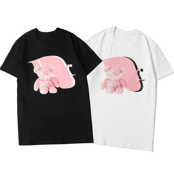 

20ss fashion brand t shirts for mens tee shirts with bear fashion designer men women couple clothing asian size s-2xl, White;black