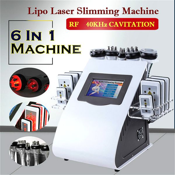 

2020 2colors 6in1 40k ultrasonic liposuction cavitation 8 pads lllt lipo laser slimming machine vacuum rf skin care salon spa equipment