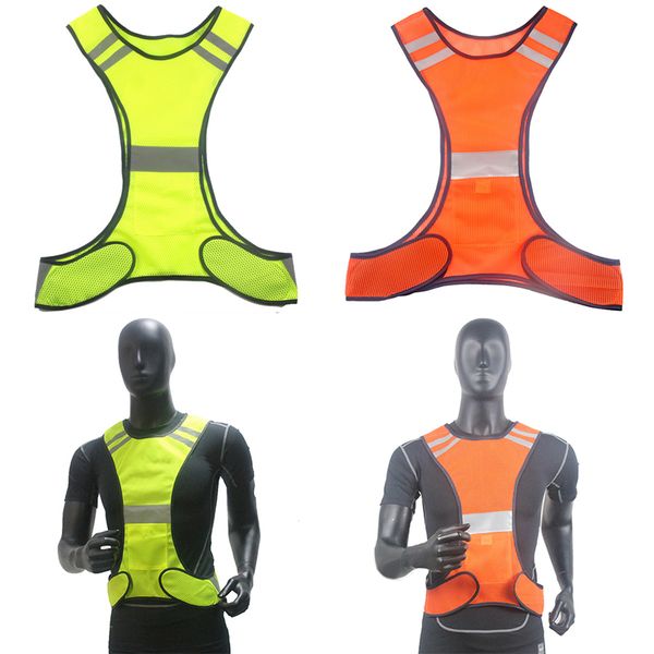 

high visibility running reflective vest fluorescent yellow orange security mesh waistcoat for night outdoor riding running vest, Black;blue