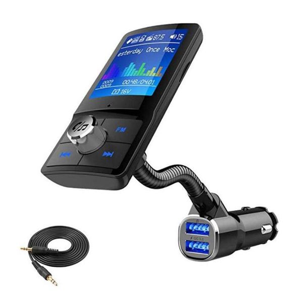 

bc45 lcd fm transmitter aux modulator wireless modulator handscar kit mp3 player dual 5v/2.4a color screen