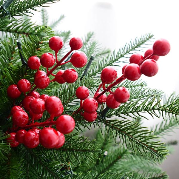 

10pcs/set christmas decorations red glitter simulation berry bunch xmas tree omament wreath diy artificial fruit flowers