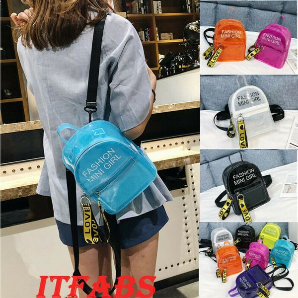 

2020 elegant women fashion mini girl backpack pvc clear shoulder rucksack ladies girls school book bags transparent travel bag